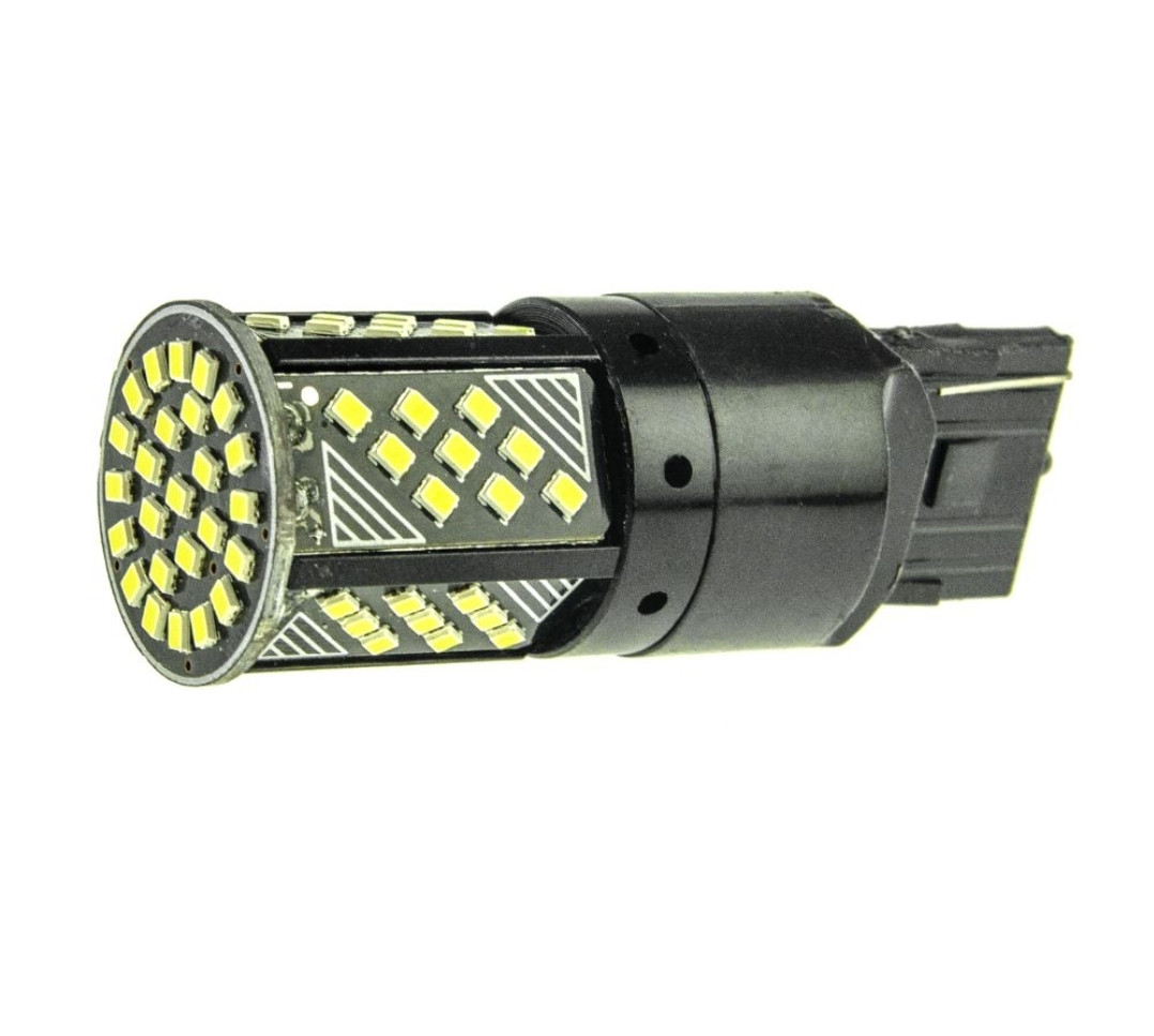 Лампа LED T20 W21W 12v зелений колір у поворот з червоним склом америкаських авто Жовтий Can яскрава, фото 1