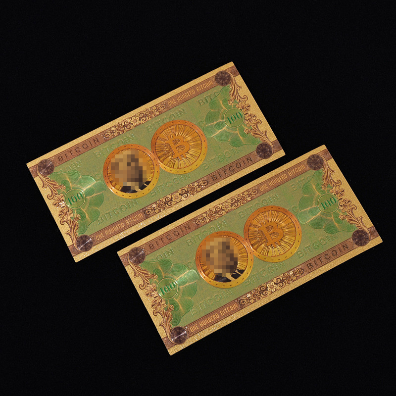 Золота колекційна банкнота 100 Біткоїн Дональд Трамп 2025. (золота фольга), фото 1