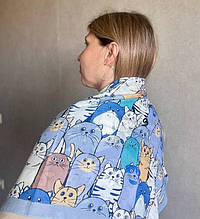 Легка хустка з принтом Кішки 90*90 см синій