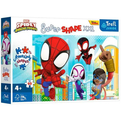 Пазли картонні "Шустрий Спайдей" Марвел 3-4 роки 60 елм. XXL ТМ "TREFL" Польша (50012), фото 1