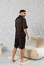 Піжама чоловіча ШОВКОВА з шортами та сорочкою КОРИЧНЕВА ШОКОЛАД BRAND 201140/201141, фото 5