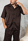 Піжама чоловіча ШОВКОВА з шортами та сорочкою КОРИЧНЕВА ШОКОЛАД BRAND 201140/201141, фото 7