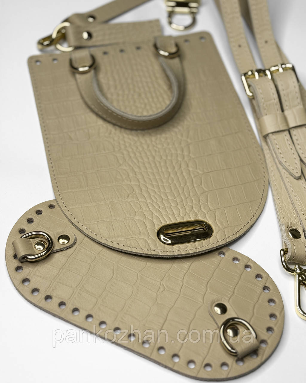 Набір шкіряної фурнітури для МК Easy Pack, рептилія слонова кістка, фото 1