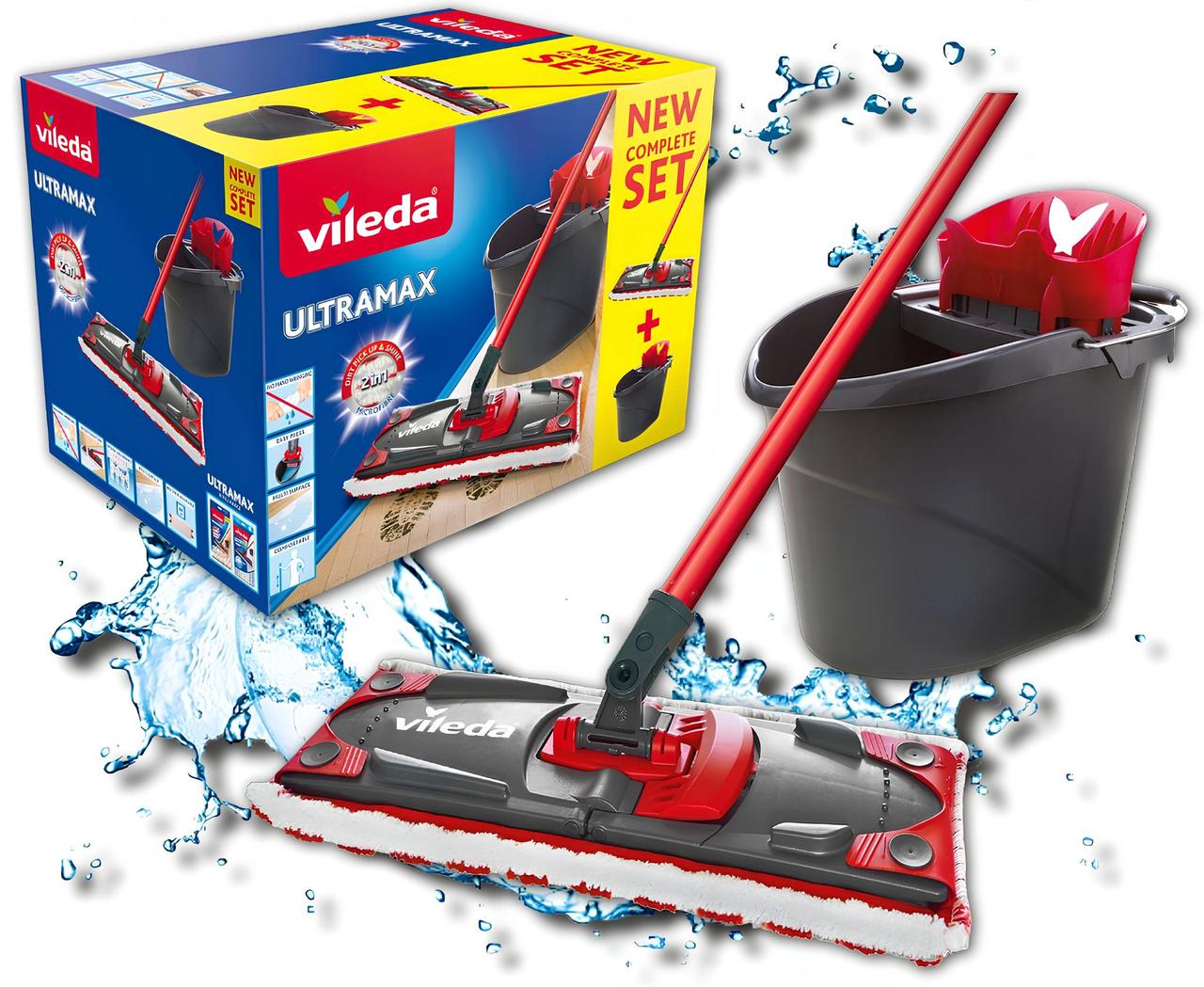 Набір для прибирання Vileda UltraMax Швабра стрічка з вузьким відром з автоматичним безконтактним віджимом, фото 1