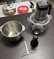 Кухонний подрібнювач 6 в 1 3.2л 3000Вт з 2 чашами (скло+нержівка) Zepline ZP-00219