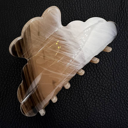 Краб для волоc прочный акрил глянцевый карамельного цвета с черно белыми узорами размер 9х5 см, фото 1