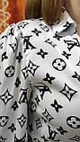 Блуза на запах коротка довгий рукав принт літери 46 біла, фото 6