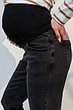 Чорно-сірі джинси для вагітних Mom slim з подвійним поясом для животика S, фото 9