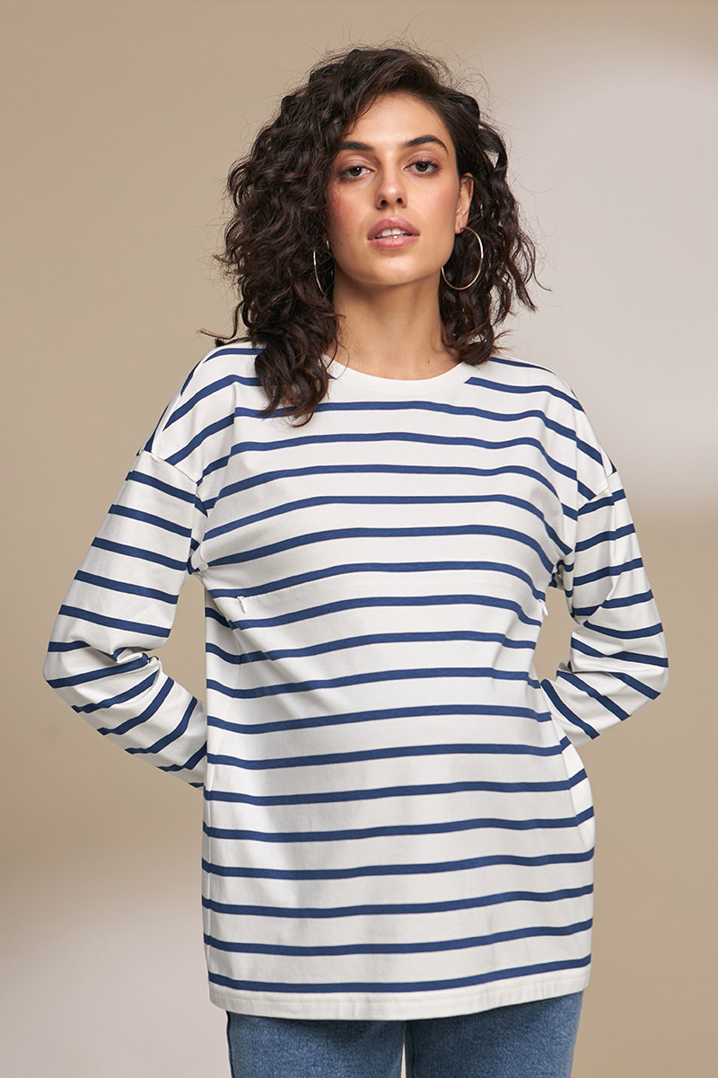 Молочний лонгслів для вагітних та годуючих трикотаж двонитка S, фото 1