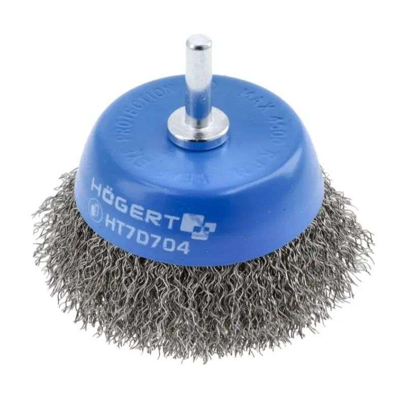 Чашкова щітка Hogert 50мм 4500обхв з нержавіючої сталі для дриля пряма (HT7D703), фото 1