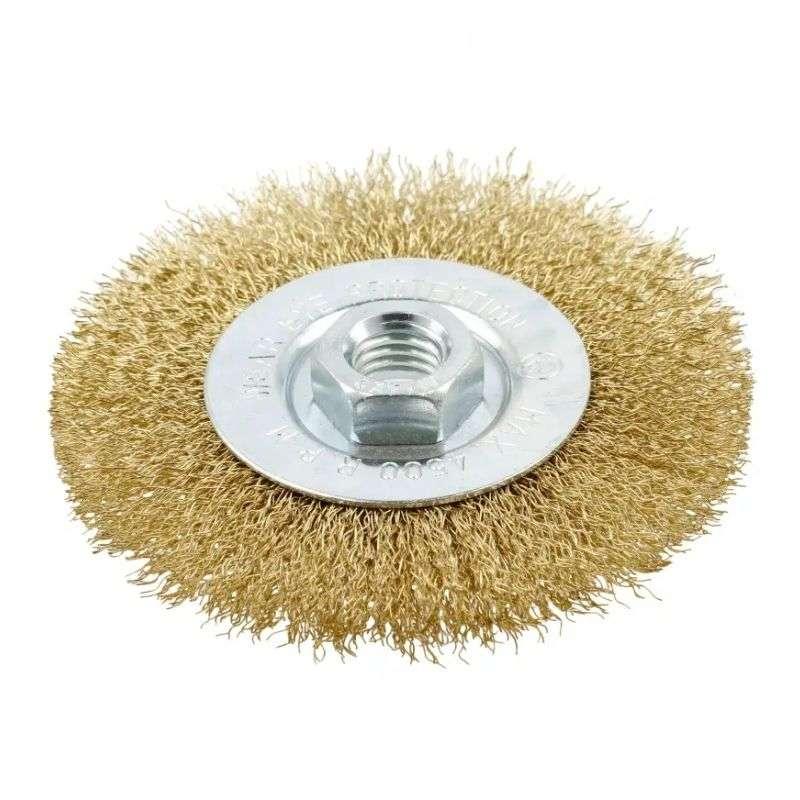 Дискова щітка 125 мм латунна пряма для болгарки Hogert 4500 обхв для шліфування (HT7D754), фото 1