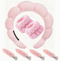 Набір аксесуарів Обруч для вмивання 2 манжети 4 заколки для волосся