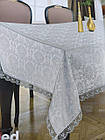 Скатертина прямокутна жакардова з мереживом 160*220 Golden Laurel колір білий