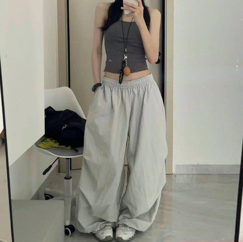 Жіночі штани широкі з плащової тканини; Кольори: чорний, шоколад, сірий, білий; Розміри: 42-48 (оверсайз);, фото 1