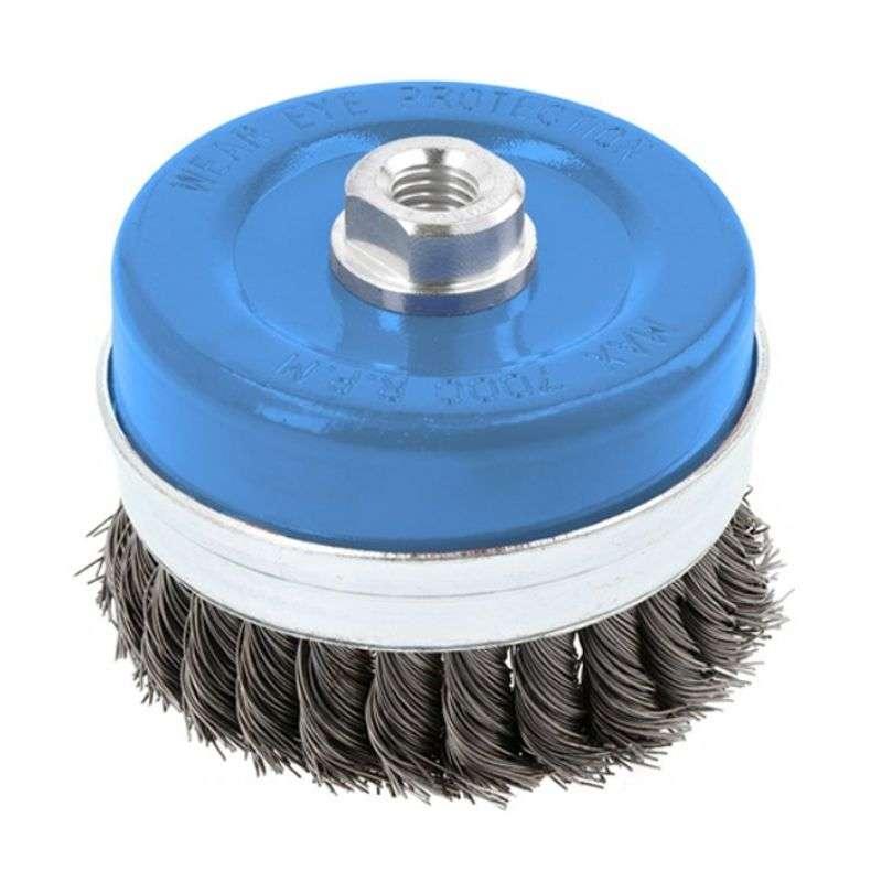 Кружна щітка для болгарки Hogert сталева кручена посилена 100мм 7000обхв (HT7D738), фото 1