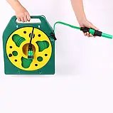 💚Поливальний шланг з котушкою та пістолетом-розпилювачем BSM 15м для поливу саду городу Зелений, фото 4