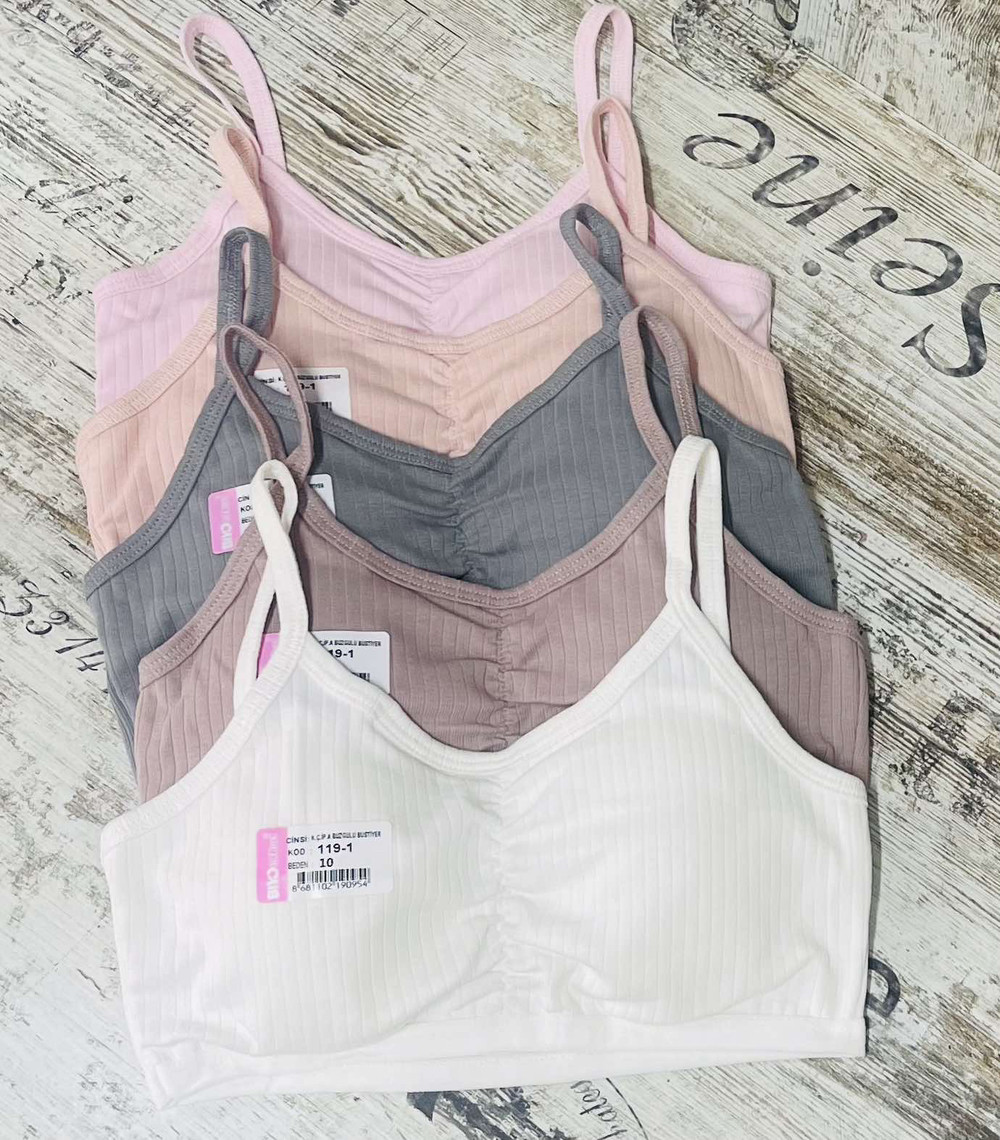 Топи для дівчаток кольорові з push-up на вузьких бретелях — Рубчик, фото 1