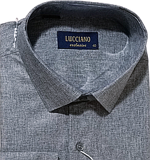 Класична однотонна чоловіча сорочка Lucciano vd-0011 сіра з довгим рукавом, ошатна, стильна, фото 5