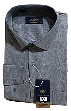 Класична однотонна чоловіча сорочка Lucciano vd-0011 сіра з довгим рукавом, ошатна, стильна, фото 4