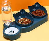 Подвійна миска для годування кішок з автоматичною поїлкою 500 мл Миска для тварин подвійна з напувалкою, фото 6