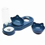 Подвійна миска для годування кішок з автоматичною поїлкою 500 мл Миска для тварин подвійна з напувалкою, фото 7