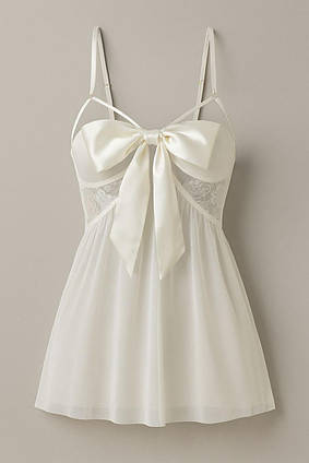 Жіночий пеньюар Біла Троянда Yiyue стринги в комплекті білий