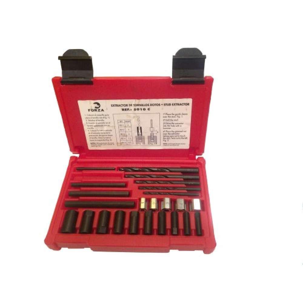 Набір екстракторів з свердлами і направляючими для зламаних болтів М5-М20 , FORZA (Іспанія), фото 1