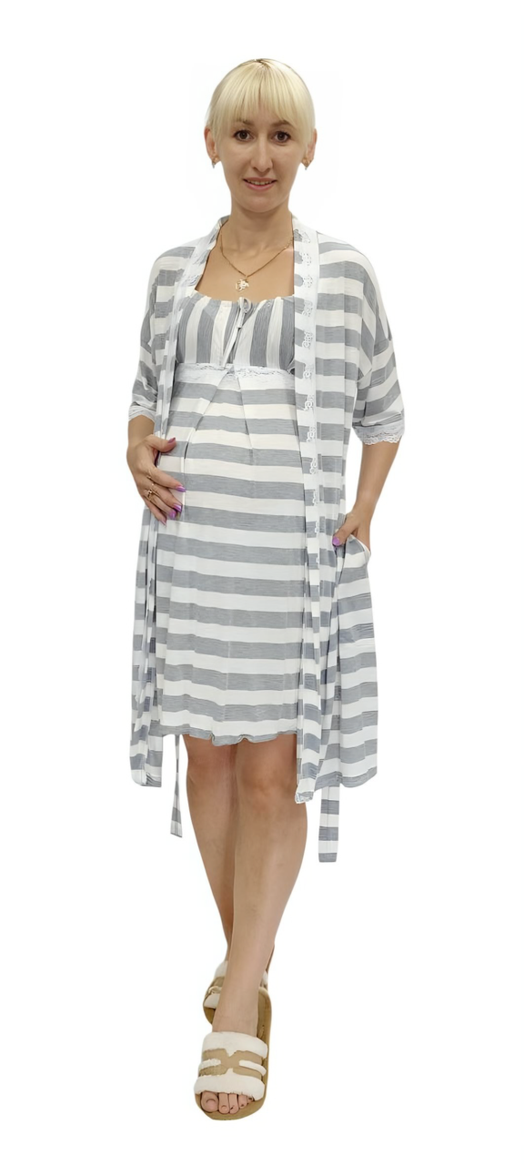 Комплект для вагітних і тих, хто годує, халат і нічна сорочка, фото 1