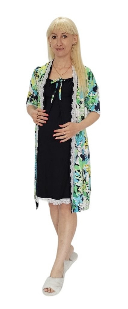 Комплект для вагітних і мам-годувальниць халат і нічна сорочка, фото 1