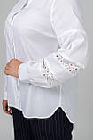 Сорочка Неллі поплінова класична, з пишними рукавами, прошва на рукавах великих розмірів 50-60 біла, фото 8