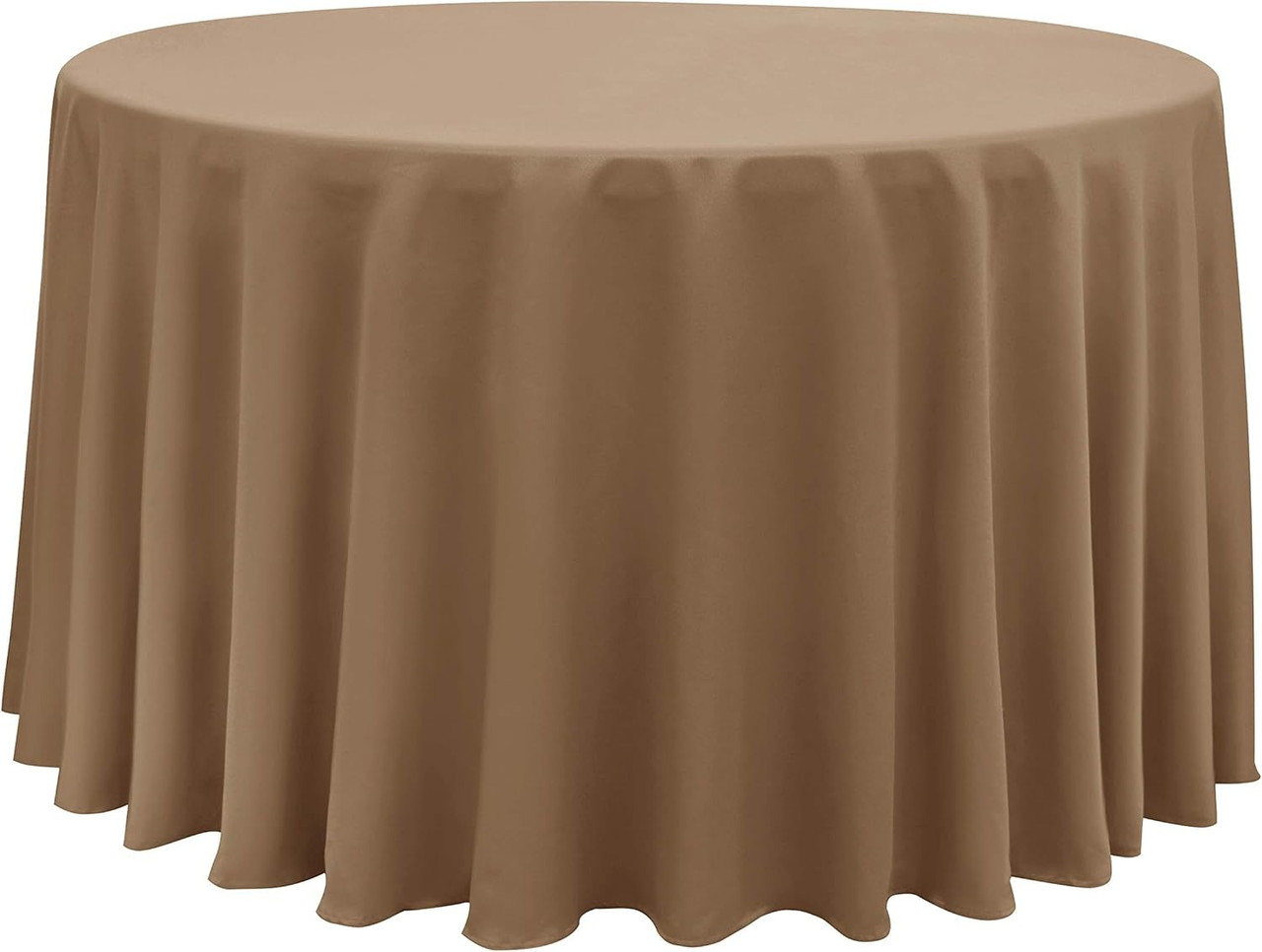 Скатертина на стіл тканинна кругла бежева зі швом Atteks 295 см - 1701
