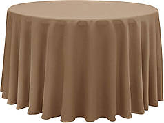 Скатертина на стіл тканинна кругла бежева зі швом Atteks 295 см - 1701