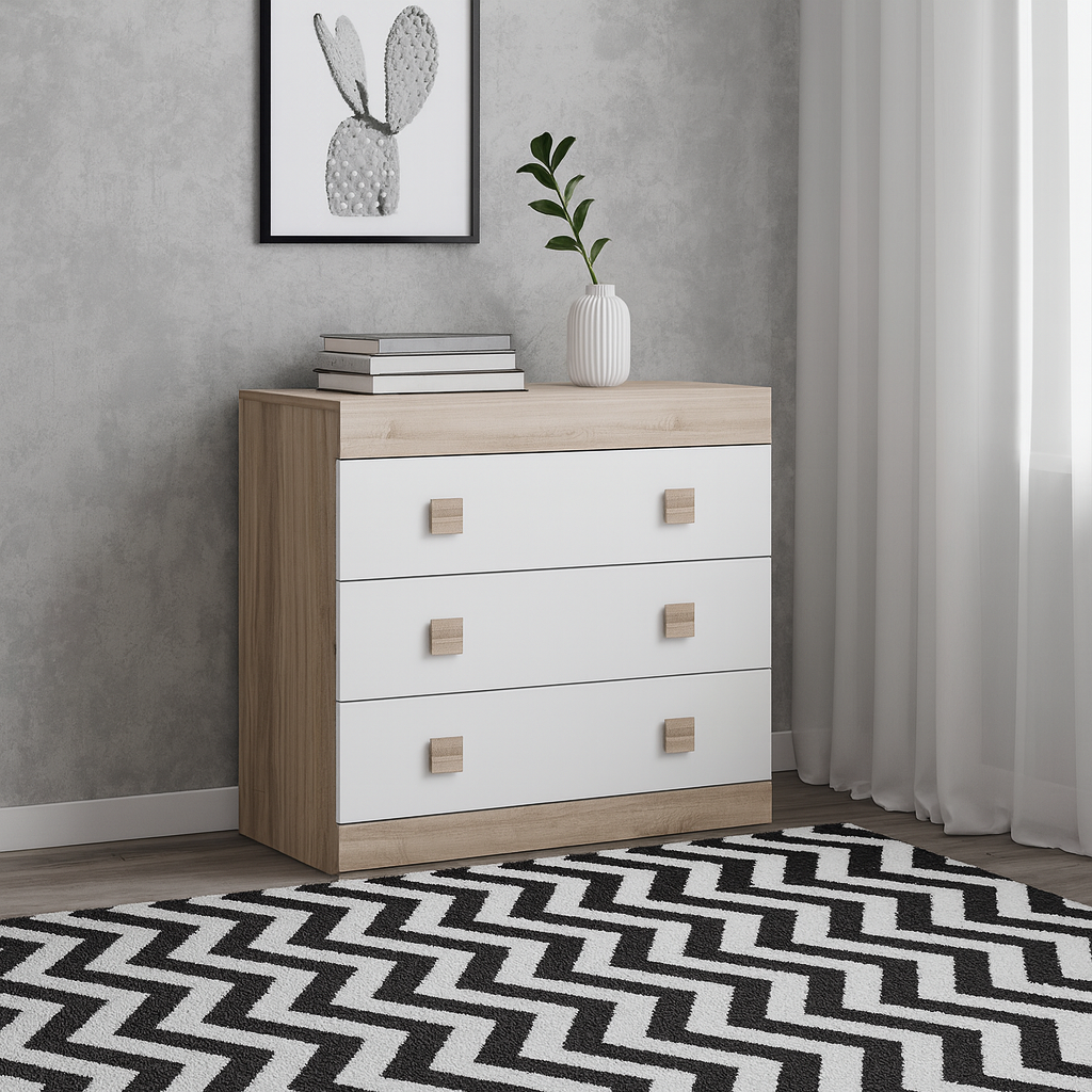 Комод для спальні Соната-1  Еверест – 80 см, дуб сонома / білий (80×38×74 см), фото 1