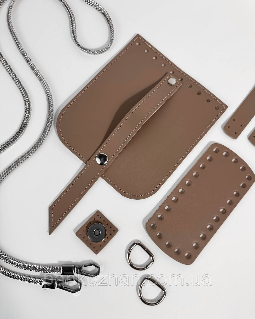 Набір шкіряної фурнітури для МК Mini Bag , кава натуральна шкіра, фото 1