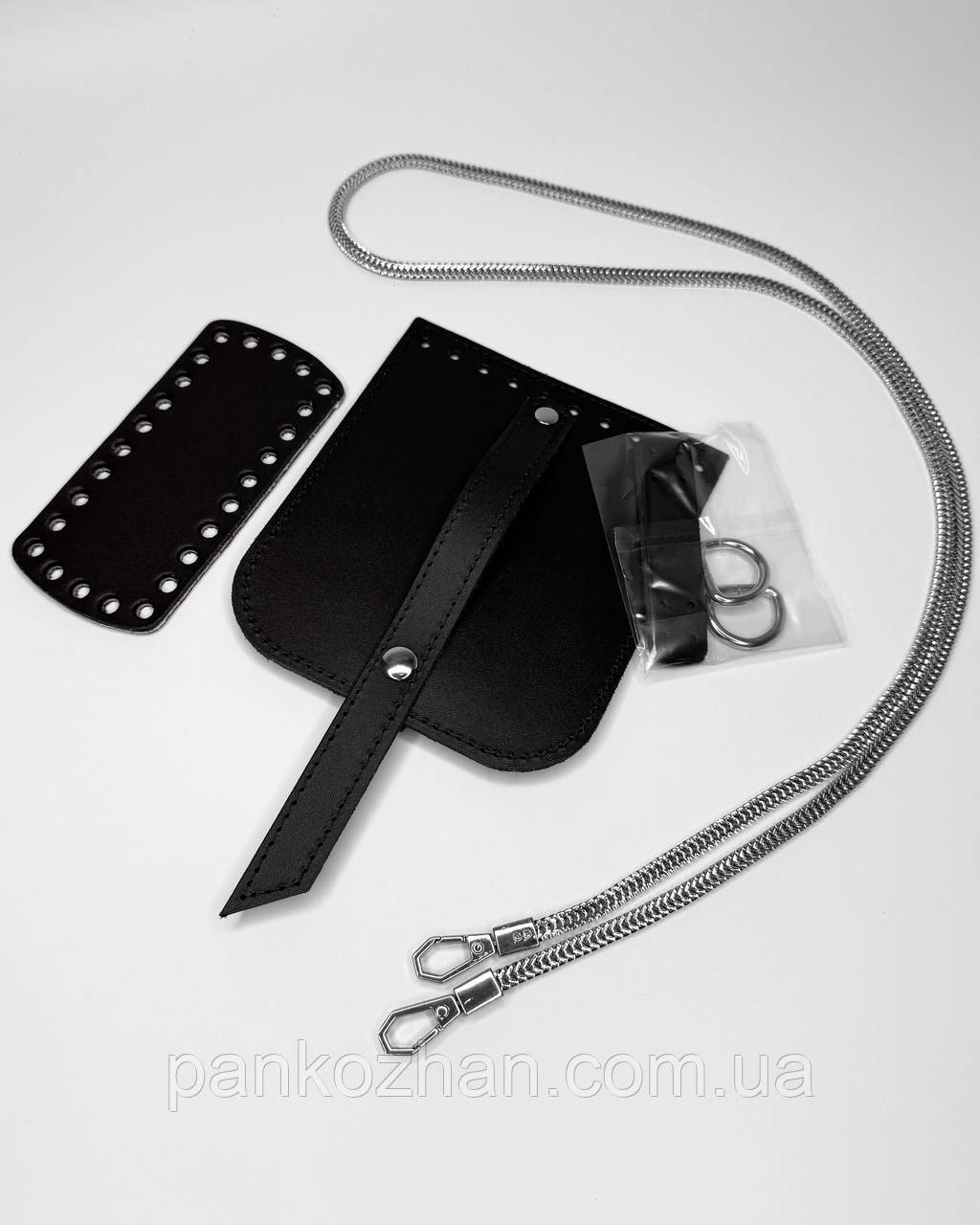 Набір шкіряної фурнітури для МК Mini Bag , чорний натуральна шкіра, фото 1