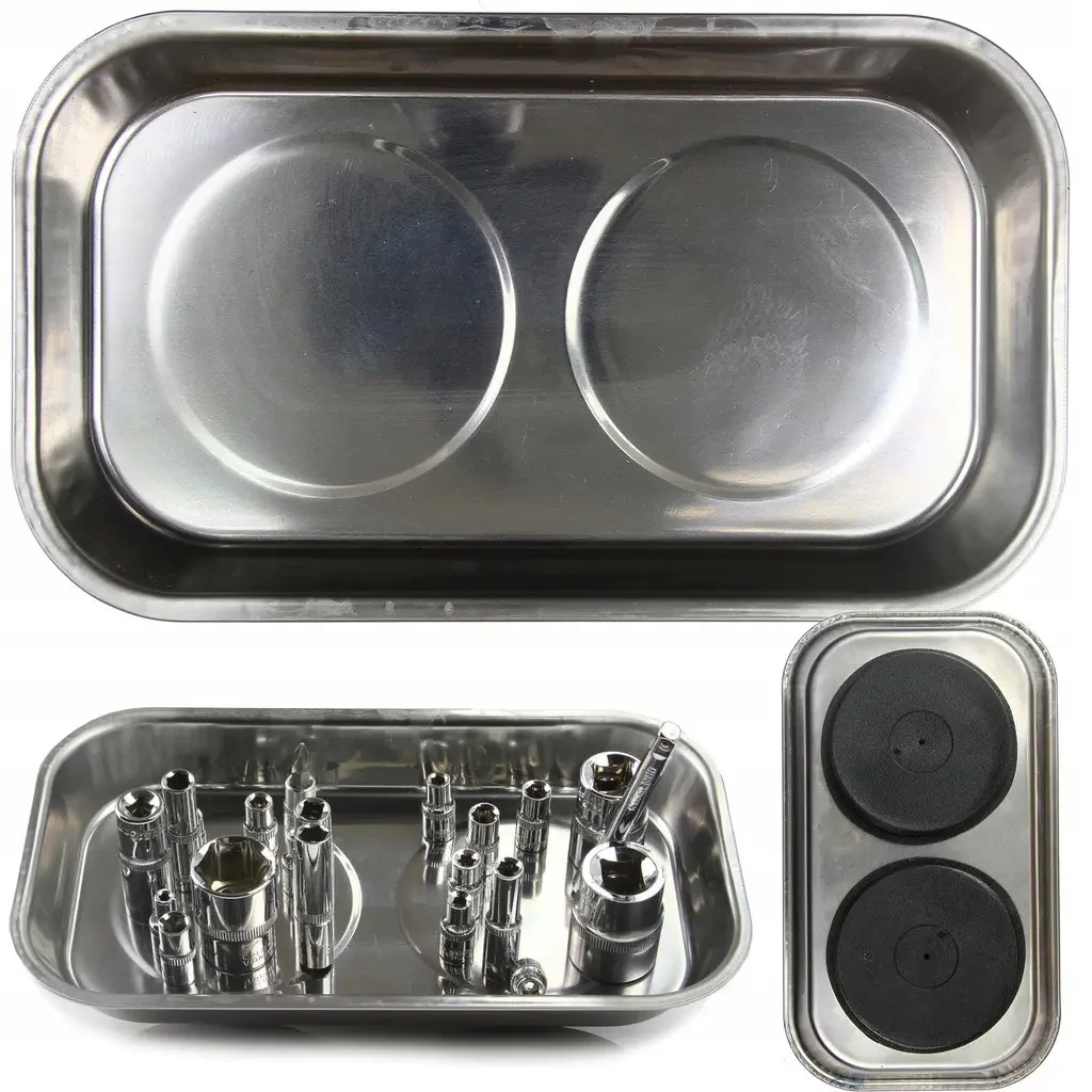 Магнітна металева подвійна чаша для деталей Mar-Pol M66806, 24×14 см, фото 1