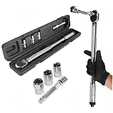 Динамометричний ключ Mar-Pol 1/2” 28-210 Нм + головки 17/19/21 мм + подовжувач 125 мм (M53589) у кейсі, фото 2