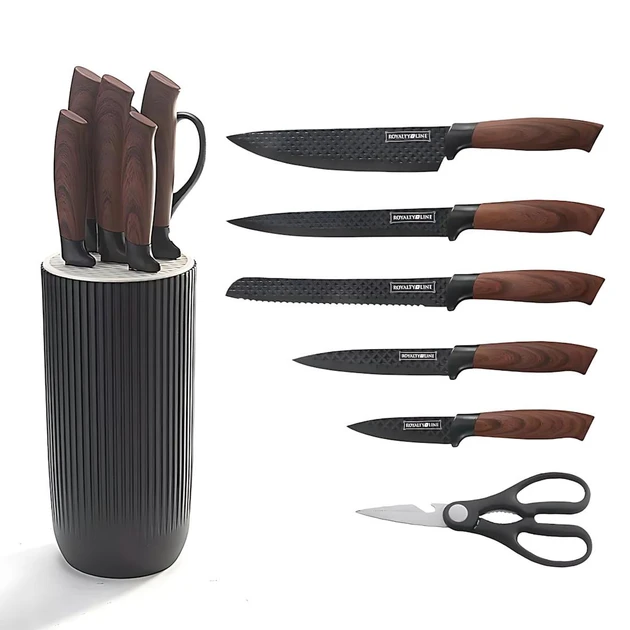 Набір кухонних ножів Royalty Line RL-DC07B , 7 предметів з обертовою підставкою, нержавіюча сталь, фото 1