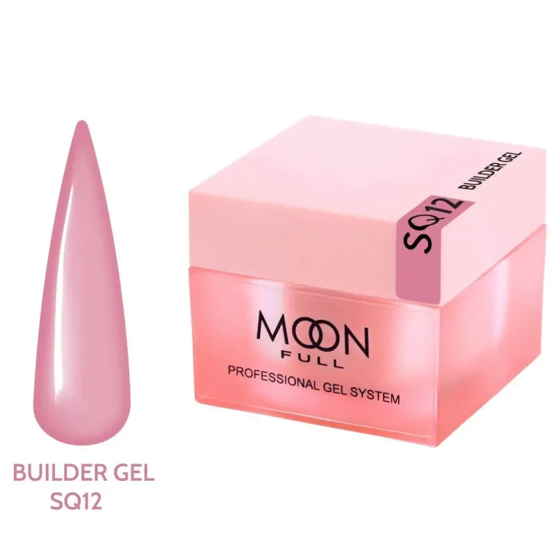 Гель для нарощування Moon Full Builder Gel 30ml №SQ12 пастельно-рожевий без HEMA та TPO, гіпоалергенний, фото 1
