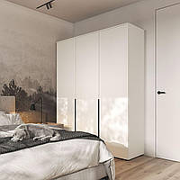 Шафа для одягу 180х220х52 без ручок 3-дверна, шафа гардеробна. Шафа 1800 зі штангою та полицями Білий