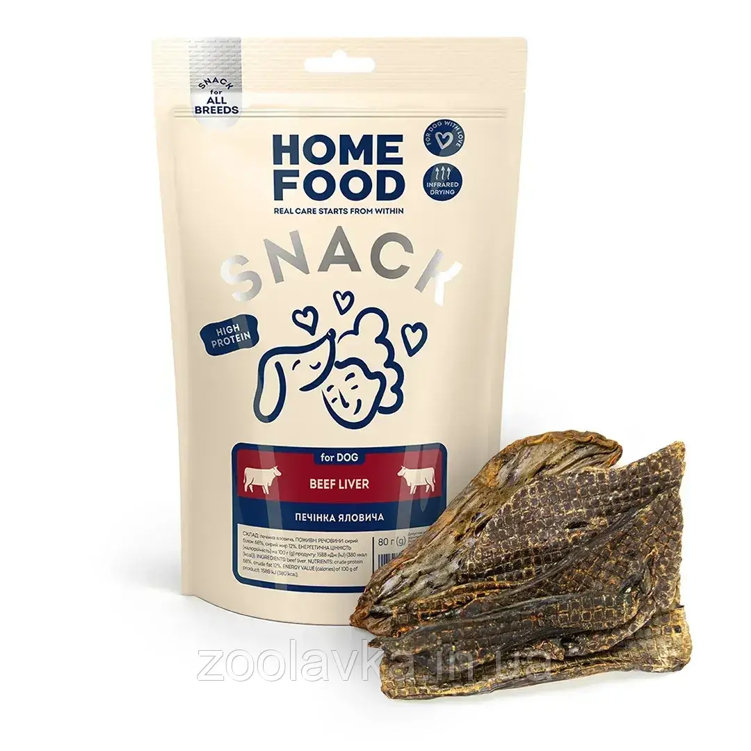 Ласощі для собак Хом Фуд Печінка яловича, 80 г, фото 1