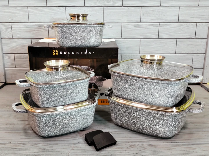 Набір каструль казанів із гранітним антипригарним покриттям Edenberg EB-3987 Набір кухонного посуду 10 предметів, фото 1