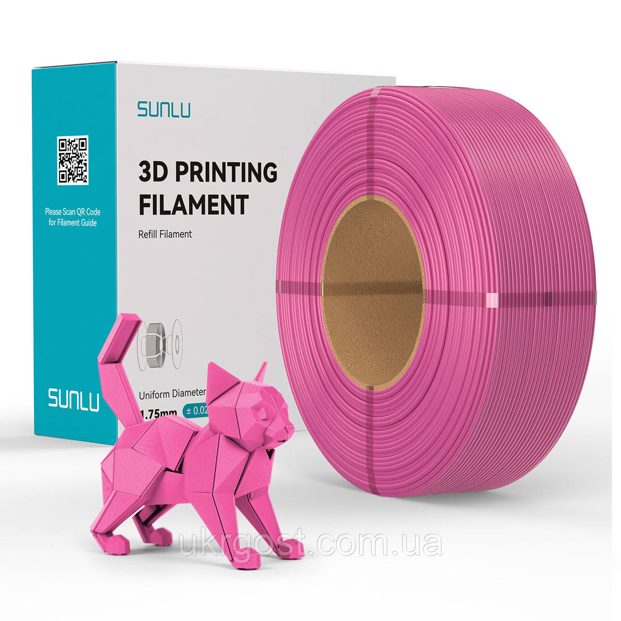 SUNLU PLA Matte REFILL Pink/Рожевий 1,75 мм 1 кг Пластик Філамент для 3D принтера