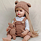 Лялька вінілова 55см, ручна робота, вишукана лялька для дівчинки з ведмедиком Reborn Baby Doll 106, фото 2