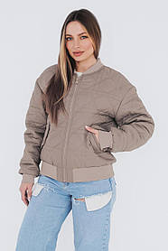 Жіночий стьобаний утеплений бомбер Лана, плащівка Монако, утеплювач Тінсулейт 120 бежевий