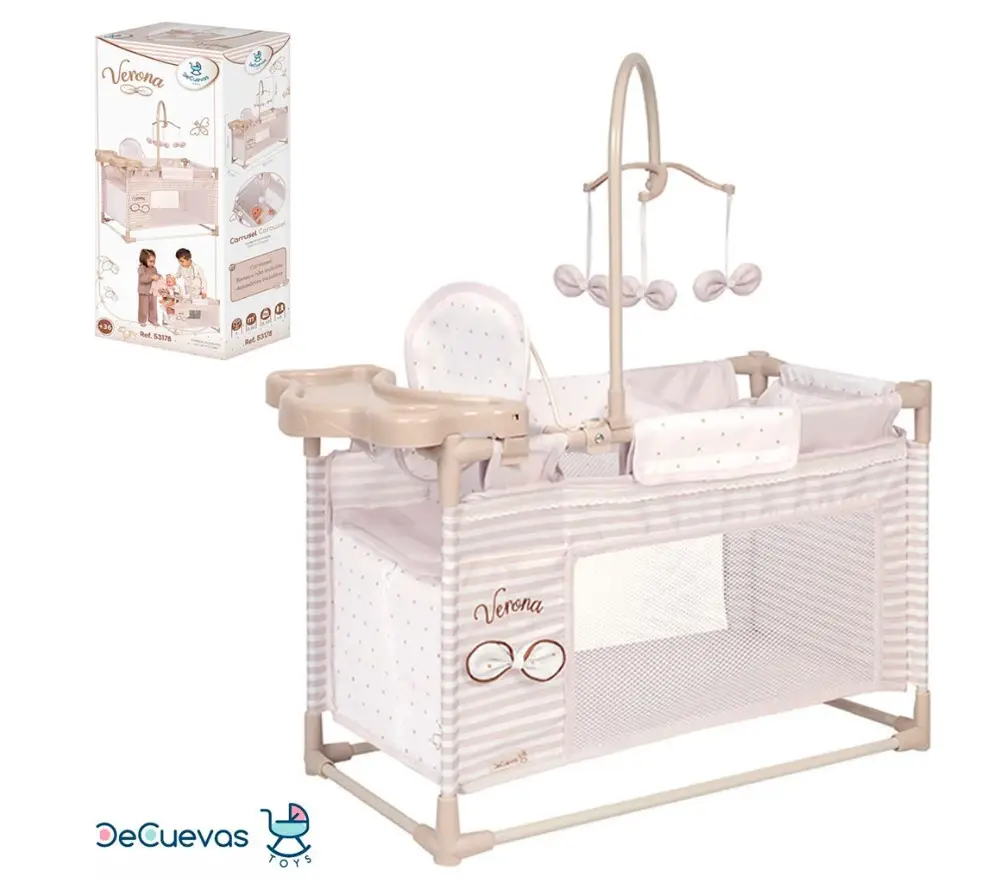 Манеж - ліжечко для ляльки, з пеленальним столиком та стільчиком для годування 59*31см, Verona DeCuevas 53178, фото 1