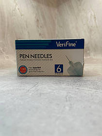 Інсулінові голки для шприц-ручок Verifine 6 мм (31G) 100 шт