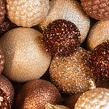 Набір ялинкових куль "Блиск" 40 шт. Коричневий. Подарунковий набір новорічних кульок Кульки на ялинку, фото 5