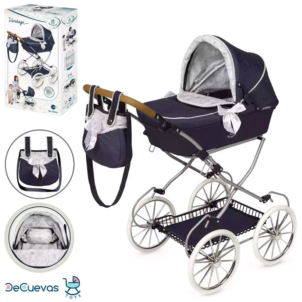 Коляска класична для ляльок DeCuevas Vintage, з сумкою, 90*40*90 см, 80044, фото 1