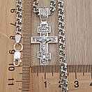 Чоловіча срібна цепочка з хрестиком на жорсткому вушку. Срібний хрестик і ланцюжок бісмарк срібло. 55 см, фото 5